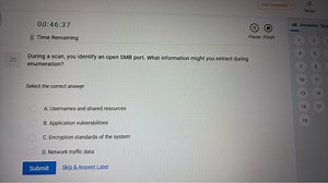 During a scan, you identify an open SMB port. What information ... | Filo