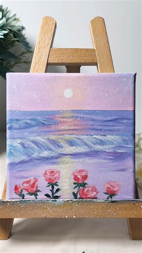Painting a Dreamy Purple Ocean 🌊✨ #art