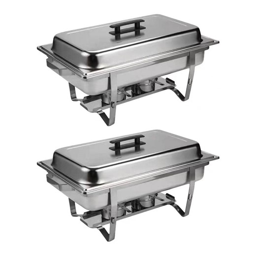 Check The Home Depot's Q&A Before Buying: Tunearary 9 qt. Chafing Dish Buffet Set Stainless Chafer, with 2-Full Size Pans Rectangle Catering Warmer Server (2-Pack)