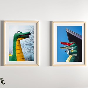 Set of 2 Vintage Retro Animal Art Prints | Retro | Retro Photos | Dinosaur and Alligator Vintage Retro Style | Vintage Inspired Photography - Etsy UK