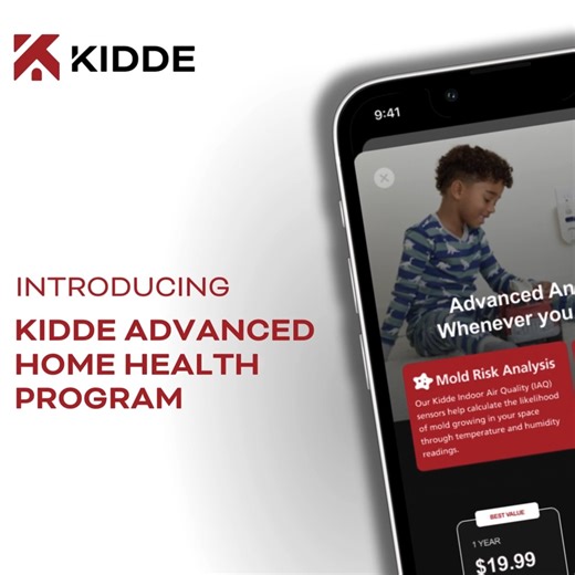 Introducing our Advanced Home Health Program designed to help elevate your home's air quality monitoring and safety. Our new program integrates your favorite Kidde Smart IAQ devices with health monitoring to track mold risk, ensure thermal comfort, and send you personalized air quality tips via our app. Subscribe now for your Weekly Home Health Report and take control of your family’s at-home well-being. | Kidde Fire Safety | Facebook