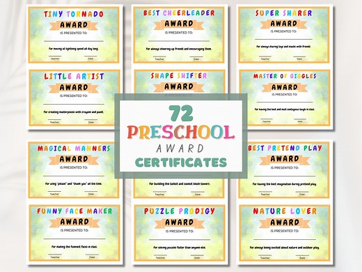 Printable Preschool Awards Certificates- Editable Pre-k School Graduation Awards, End of Year Class Superlatives Template, Gift From Teacher - Etsy