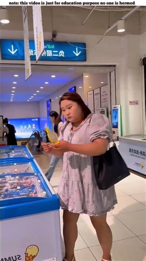 The girl felt hot so she went to eat ice cream