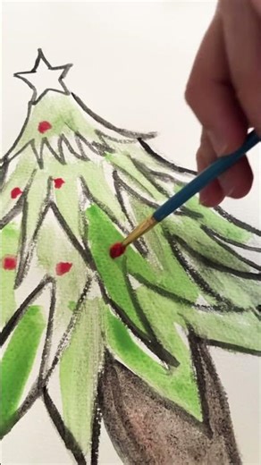 Xmas Tree watercolor drawing