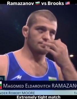 Wrestling and MMA on Instagram: "In a nail-biting semifinal match at the 2024 Paris Olympics, Aaron Brooks and Abubakar Ramazanov delivered an unforgettable performance in the 86kg wrestling category. The match was evenly contested, with both athletes showcasing incredible skill, strength, and determination. As the clock ticked down to the final seconds, the score was tied, and the tension was palpable. With just moments left, Ramazanov executed a brilliant last-second move, securing the crucial