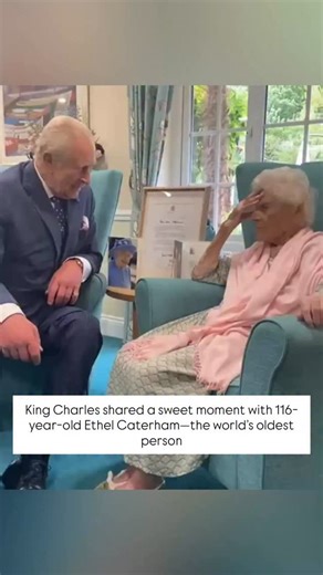 King Charles Meets the World’s Oldest Person—116-Year-Old Ethel Caterham . Ethel charmed the King by recalling his 1969 investiture: “All the girls were in love with you and wanted to marry you!” Charles laughed and replied, “Well…all that’s left of him anyway.” Born in 1909 under Edward VII, Ethel has lived through six monarchs and more than a century of history 📸 @theroyalfamily, | Royal Banter