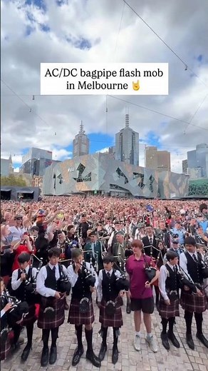 AC/DC bagpipe flash mob shakes Melbourne! ⚡ What a tribute to rock history! #ACDC #Melbourne