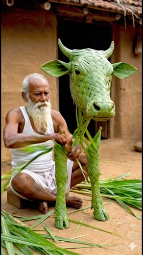 🌿✨ "Buzurg Artist Banaata Hai GANNE KI PATTIYO Se Jadoo! 🐄 Flying Cow Epic Timelapse"