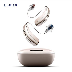 LINNER Hearing Aids for Seniors, Clarity Behind-the-Ear Rechargeable, Beige