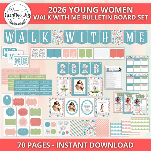 2026 Young Women Bulletin Board Set | Walk With Me LDS Youth Theme | Old Testament | YW Printables | Editable Templates | Instant Download - Etsy