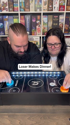 Air Hockey On Your Table At Home? This Game Is Competitive! #boardgames #gamenight #couple #fun