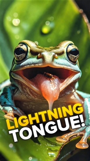 Frog Lightning Tongue Catch 😱 | Fastest Insect Hunter। #facts #knowledgeocean #shorts