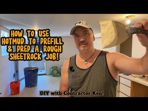 HOW TO USE HOT MUD TO PREFILL & PREP A ROUGH SHEETROCK JOB! #drywallfinish #sheetrockpatch #diy