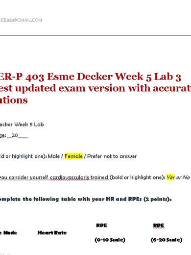 HPER-P 403 Esme Decker Week 5 Lab 3 Latest updated exam version with accurate solutions NEED THIS EXAM OR MORE EXAMS HELP? 🤔 I GOT YOU! ✅ Instant Access & Download ✅ Accurate for Your Course ✅ Homework & Assignment Help ✅ Proctored Exam Support 📩 Email: tutorlee333@gmail.com 📲 WhatsApp: 254 748163893 🌐 FULL CATALOG HERE (Copy Link): 👉 Payhip: https://payhip.com/TESTBANKSHUB 👉 Stuvia: https://www.stuvia.com/en-us/user/BRAINBOOSTERS