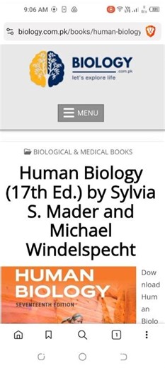 Human Biology (17th Ed.) by Sylvia S. Mader and Michael Windelspecht free pdf download