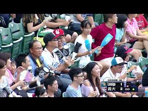 08/03 Lamigo vs 義大 二局上，劉時豪直接把球打到Warning track上，桃猿拿下追平分