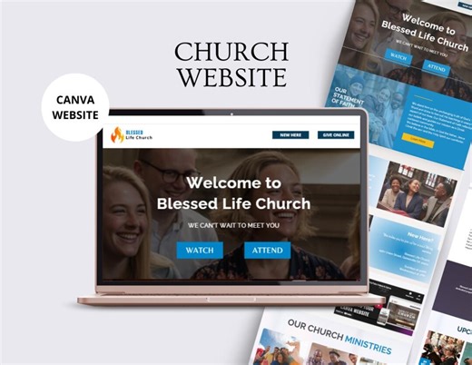Christian Church Website Canva Template, Professional Design (digital Download) - Etsy