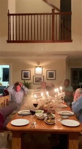 Cat Destroys Family Dinner From Chandelier