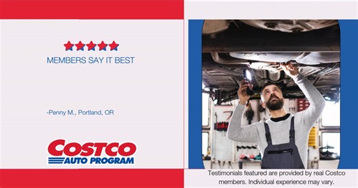 🚗💥 Costco members are buzzing about the Parts and Service benefit from Costco Auto Program. 💥🚗 Here’s what Penny M. from Portland, OR, had to say: | Costco Auto Program