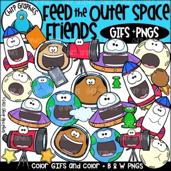 Feed the Outer Space Friends GIF and PNG Clip Art Set