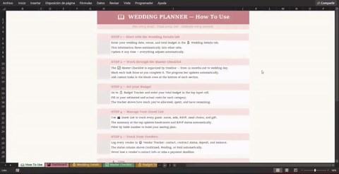 Wedding Planner Spreadsheet: Checklist, Budget, Guest List, Vendors (excel) - Etsy