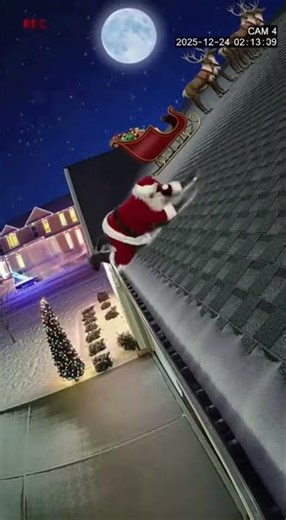 Santa Claus fall from roof 🤕 #viral #funny #christmas #funnyvideo #santaclaus #funniestvideo