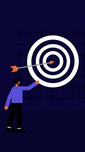 Download animation concept of achieving targets, business goals, target audience, sales targets for free