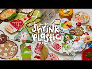 how i make shrink plastic keychains, beginner friendly🍙🍓🍵 using acrylic markers