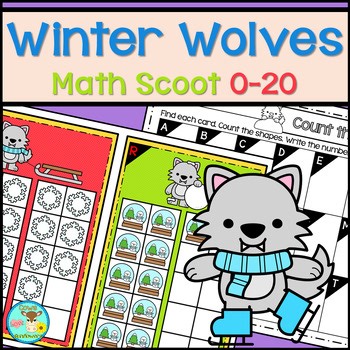 K-1st Double Ten Frames Math Scoot Activity 0 to 20 - Teen Numbers Winter Wolves
