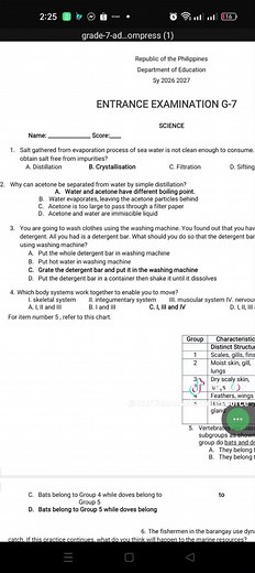 Grade 7 Entrance Exam Reviewer for SY 2026-2027