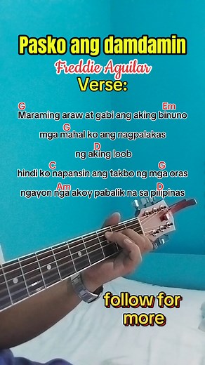 Pasko ang damdamin/Freddie Aguilar #chordguide #guitartutorial #guitarlessons #forbeginners #acousticguitar #easychords | Marcelino Viray