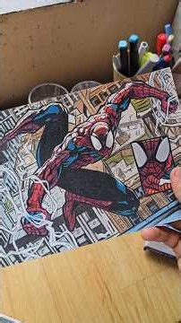 Drawing Spider Man In Comic Art Style with Watercolor Pencils