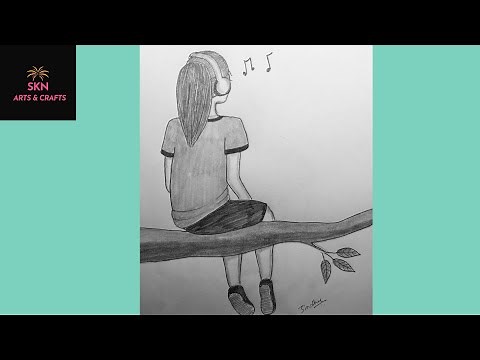 How to Draw Alone Girl Listening to Music Pencil Sketch Drawing/ Girl Drawing/ Pencil Drawing