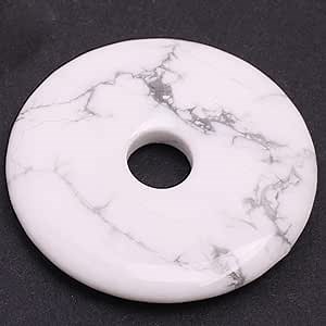 GEM-Inside White Howlite Gemstone Loose Beads Genuine Natural Green Doubt Ring Crystal Energy Stone Power for Earring Pendant Jewelry Making 1PCS 50mm