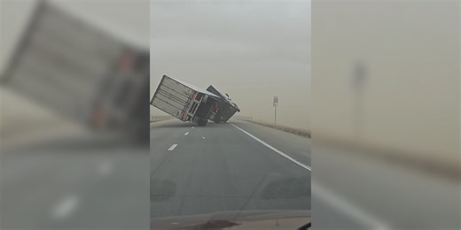 See it: Powerful winds flip truck onto its side in Kansas