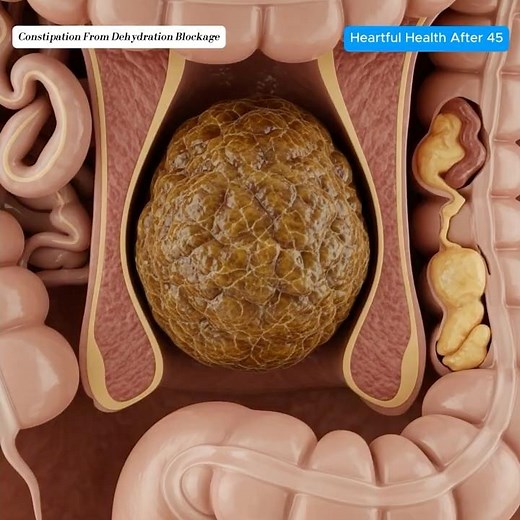 Realistic Colon Animation of Constipation Caused by Dehydration and Dry Stool Mass