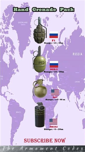 🔥 Hand Grenade Pack (old → new): F1 → RGD-5 → M67 → MK3A2 💣⚡ #shorts #subscribe #army #military