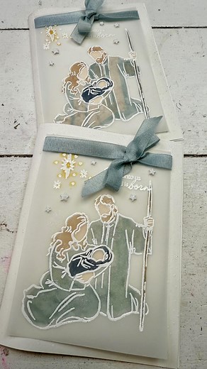 Still looking for a quick and beautiful Christmas card idea? Try this with vellum, embossing and the A Child is Born stamp set. Watch the full tutorial for some important tips when using Blends with the vellum! #stampinupofficial #handmadechristmas #nativity | Cheri's Cards