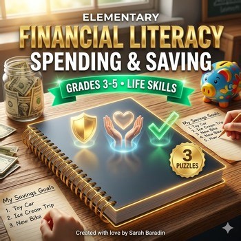 Smart Spending & Saving Elementary Financial Literacy Crossword Puzzle Word Bank