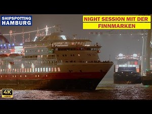 FINNMARKEN - Hurtigruten cruise ship Sail Away from Hamburg | Shipspotting Hamburg 4K - relive