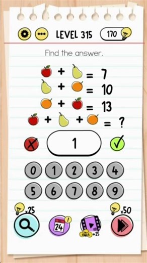 Brain Test Level 315 Answer | Find the answer