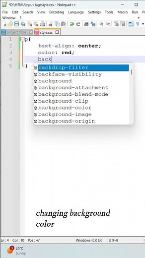 how to change text color text background color in html text in center html #html #css #coding