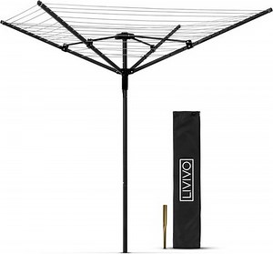 LIVIVO 45m 4-Arm Rotary Washing Line with Cover & Ground Spike (Black) | eBay UK