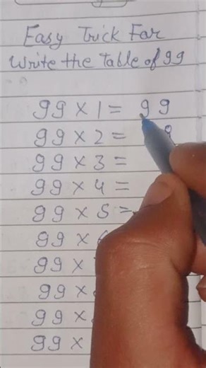 Best And Easy Trick For Write the Table Of 99