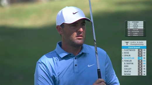 Scottie Scheffler makes birdie to move up the leaderboard at FedEx St. Jude