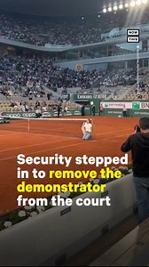 A climate activist tied herself to a net at the French Open over the weekend, delaying play on a men's semifinal match for approx 13 minutes. The protester wore a shirt that read 'We have 1028 days left' — a reference to a recent United Nations report claiming humanity has a limited window to avert catastrophic climate change. 'I entered the field because I can no longer take the risk of doing nothing in the face of the climate emergency,' the 22-year-old woman, identified as Alizée, later said.