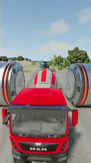 Colorful City Buses & Cement Truck Vs Hyrdualic Crush - BeamNG.drive