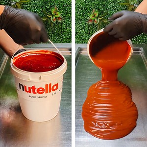 14M views · 81K reactions | Massive Nutella Bucket Ice Cream Cube | Cake Junkie | Facebook