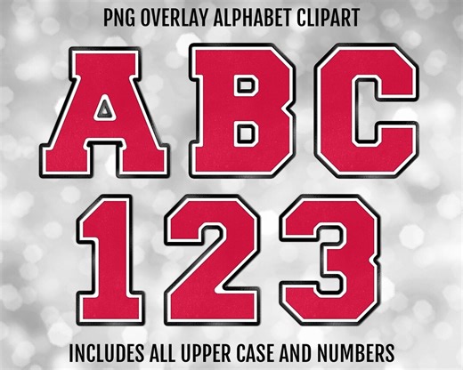 Red, Black, and White Varsity PNG Alphabet Letters and Numbers Bundle, PNG Sublimation Font Clipart, Instant Digital Download - Etsy