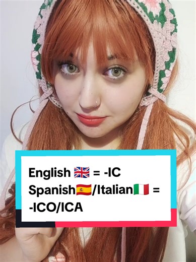 Simple patterns are my favorite. Note: feminine forms → -ica (Spanish & Italian) Examples: romántica / romantica, eléctrica / elettrica. #polyglot #spanishteacher #italianteacher #languagelearning #languagehack